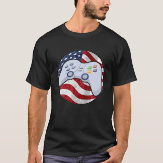 Video Game 4 juli Amerikaanse Flag Gaming Contro T-shirt