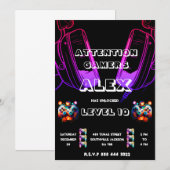 Video Game Aandacht Gamers Verjaardag Uitnodigen Kaart (Voorkant / Achterkant)