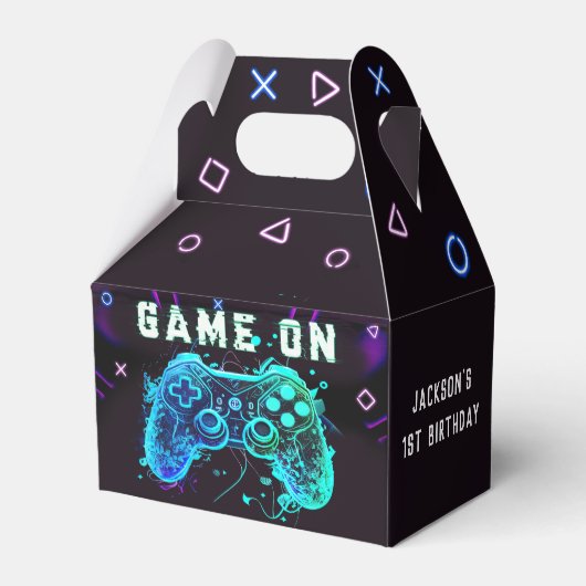 Video Game Arcade Birthday Party Favor Box Bedankdoosjes (Voorkant Zijde)