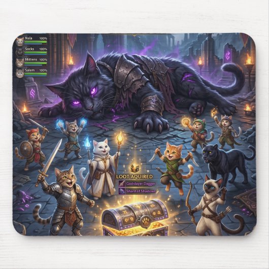 Video Game Baas Fight Cats Guild Downs Baas Muismat (Voorkant)