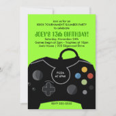 Video Game Birthday Boys Uitnodiging voor Neon Gre (Voorkant)
