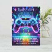 Video game birthday invitation kaart (Staand voorkant)