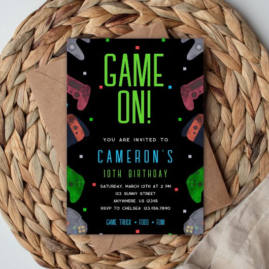 Video Game Birthday Invitation Pixel Game Party Kaart