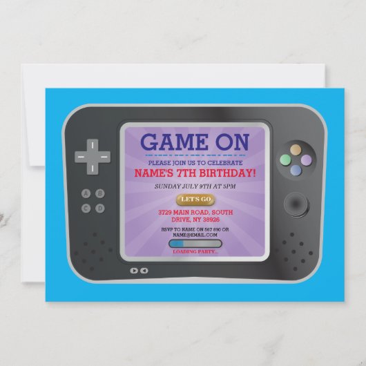 Video game Birthday Party Gamer op console uitnodi Kaart (Voorkant)