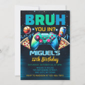 video game birthday party invitation kaart (Voorkant)