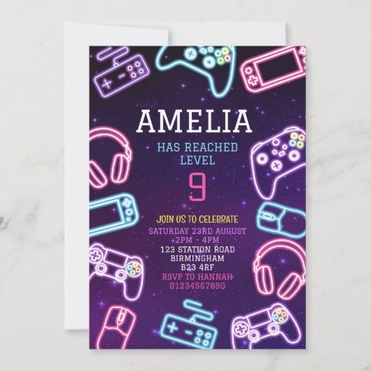 Video game Birthday Party Kaart (Voorkant)