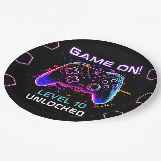 Video game Birthday Party Papieren Bordje (Gekanteld)