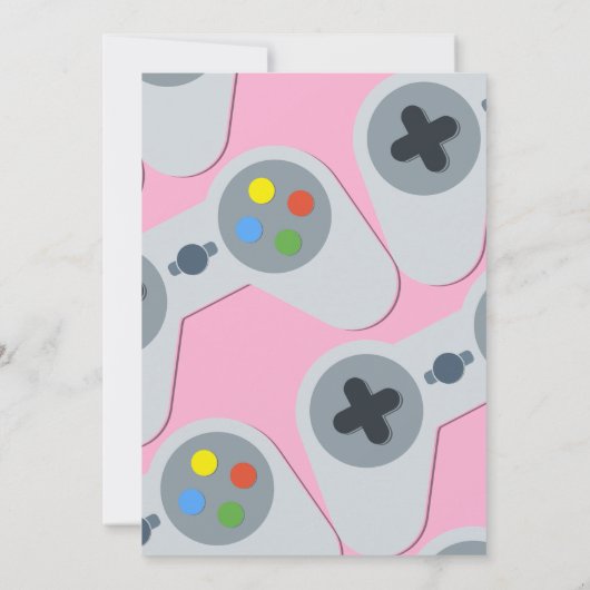 Video Game Birthday Party Uitnodiging (Achterkant)