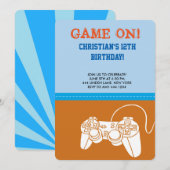 Video Game Birthday Party Uitnodiging (Voorkant / Achterkant)