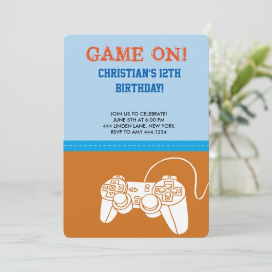 Video Game Birthday Party Uitnodiging (Staand voorkant)