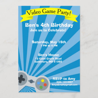 Video Game Birthday Party Uitnodiging