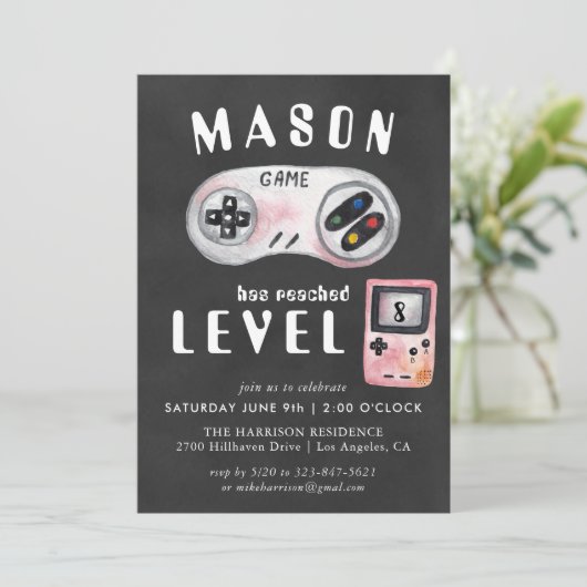Video Game Birthday Party Uitnodiging (Staand voorkant)