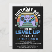 Video game Birthday Party - uitnodiging op niveau  (Voorkant)