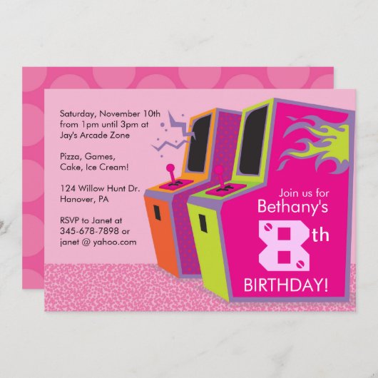 Video game Birthday Party-uitnodigingen Kaart (Voorkant / Achterkant)