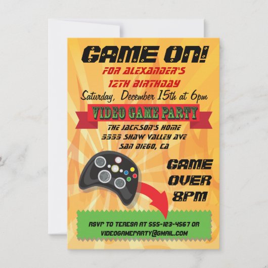 Video game Birthday Party-uitnodigingen Kaart (Voorkant)