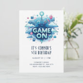 Video Game Birthday Uitnodiging (Staand voorkant)