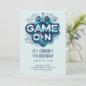 Video Game Birthday Uitnodiging (Staand voorkant)
