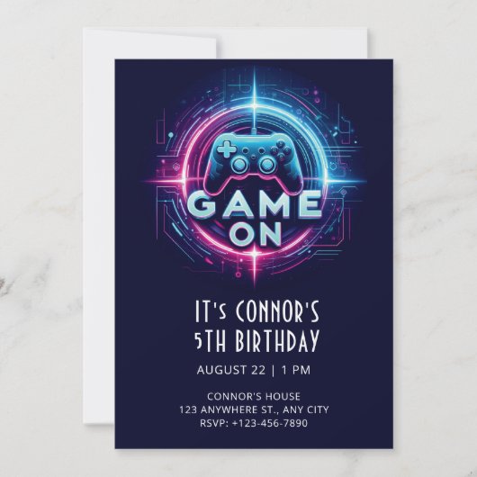 Video Game Birthday Uitnodiging (Voorkant)