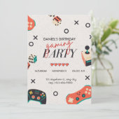 Video Game Birthday Uitnodiging (Staand voorkant)