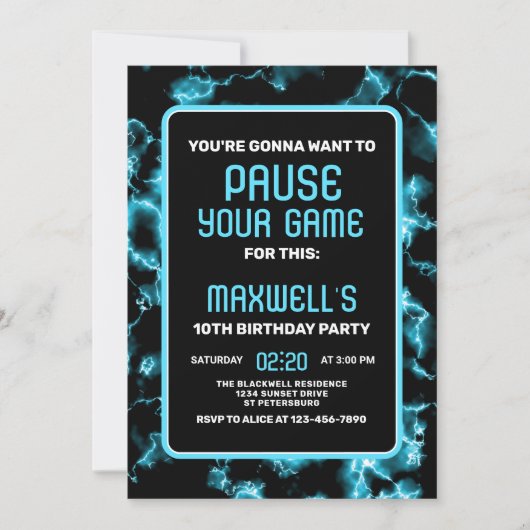 Video Game Birthday Uitnodiging (Voorkant)