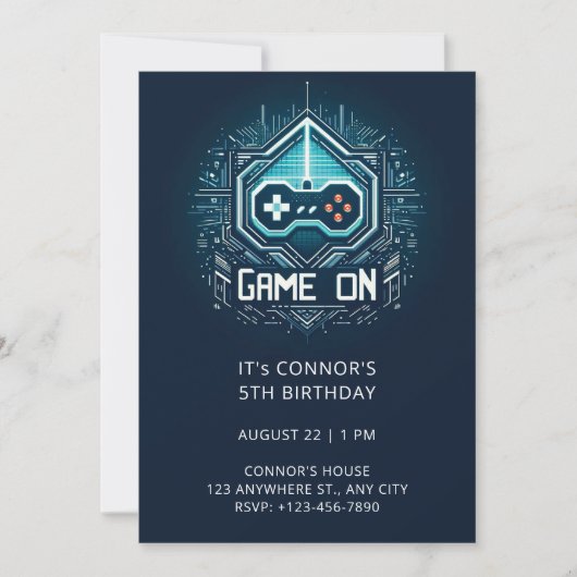 Video Game Birthday Uitnodiging (Voorkant)