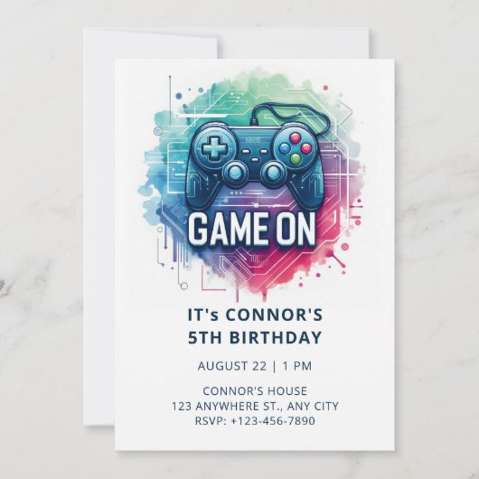 Video Game Birthday Uitnodiging (Voorkant)