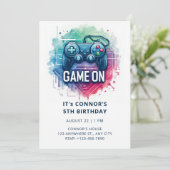 Video Game Birthday Uitnodiging (Staand voorkant)