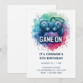 Video Game Birthday Uitnodiging (Voorkant / Achterkant)
