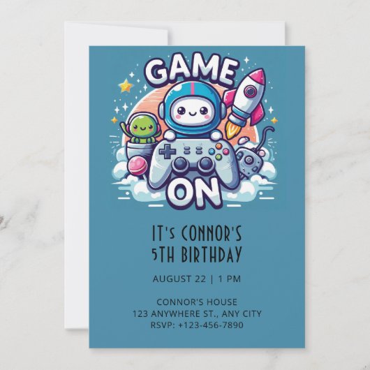 Video Game Birthday Uitnodiging (Voorkant)