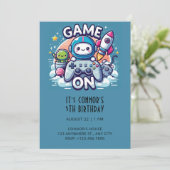 Video Game Birthday Uitnodiging (Staand voorkant)