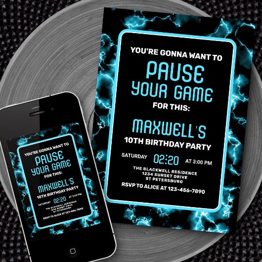 Video Game Birthday Uitnodiging