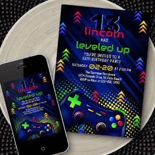 Video Game Birthday Uitnodiging