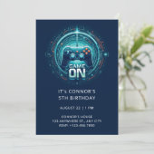 Video Game Birthday Uitnodiging (Staand voorkant)