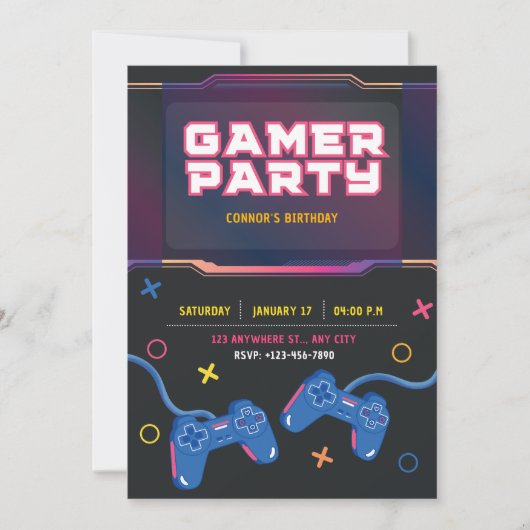 Video Game Birthday Uitnodiging (Voorkant)