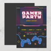 Video Game Birthday Uitnodiging (Voorkant / Achterkant)
