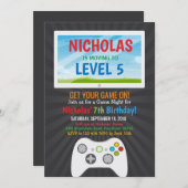 Video Game Boy Birthday Party Uitnodiging (Voorkant / Achterkant)
