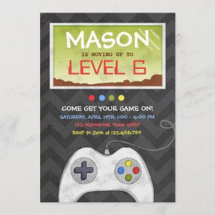 Video Game Boy Birthday Party Uitnodiging