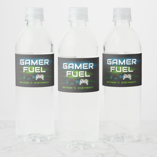 Video Game Boy Verjaardag Gamer Waterfles Etiket (Flessen)