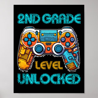 Video Game Boys Kinder 2e klas niveau ontgrendeld Poster