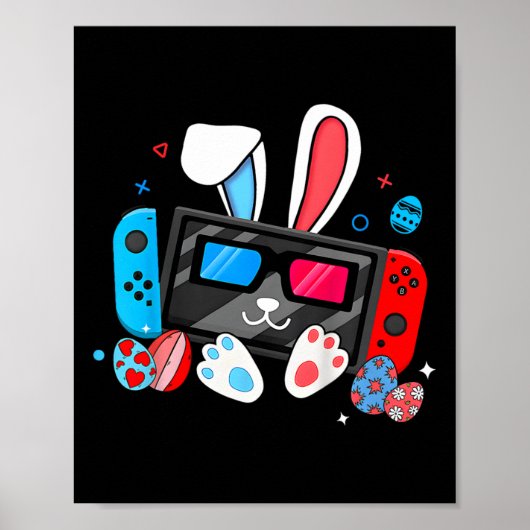 Video Game Bunny Eggs Costume Easter Day Boys Kind Poster (Voorkant)