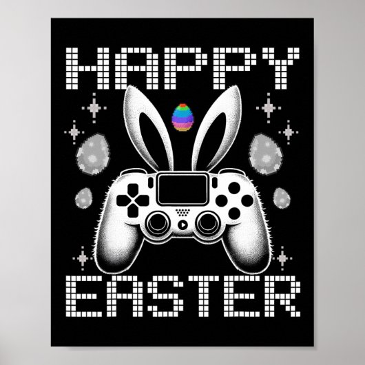 Video Game Bunny Eggs Costume Easter Day Boys Kind Poster (Voorkant)