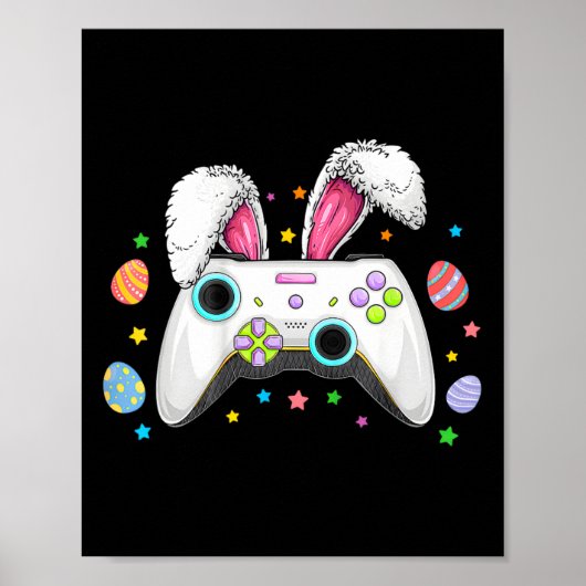 Video Game Bunny Eggs Costume Easter Day Boys Kind Poster (Voorkant)