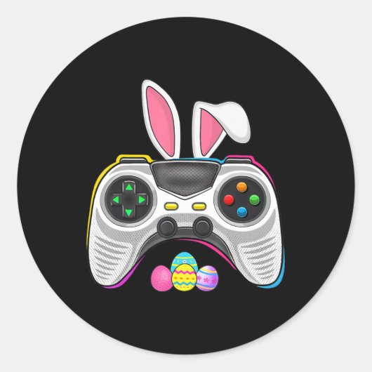 Video Game Bunny Eggs Costume Easter Day Boys Kind Ronde Sticker (Voorkant)