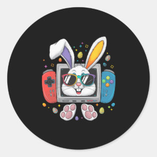 Video Game Bunny Eieren Kostuum Pasen Dag Jongens Ronde Sticker