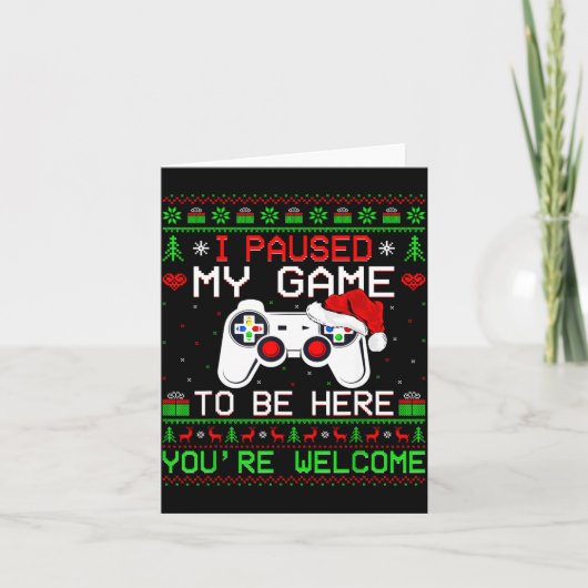Video Game Christmas Ugly Sweater Funny Gamer Gami Kaart (Voorkant)
