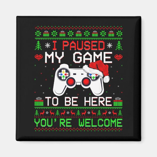 Video Game Christmas Ugly Sweater Funny Gamer Gami Magneet (Voorkant)