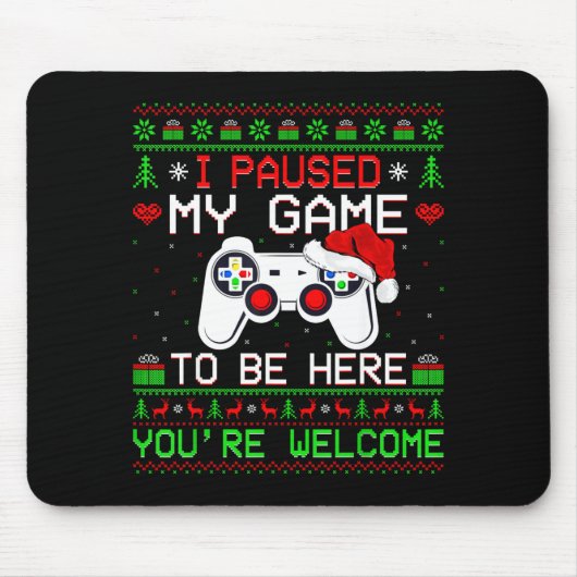Video Game Christmas Ugly Sweater Funny Gamer Gami Muismat (Voorkant)