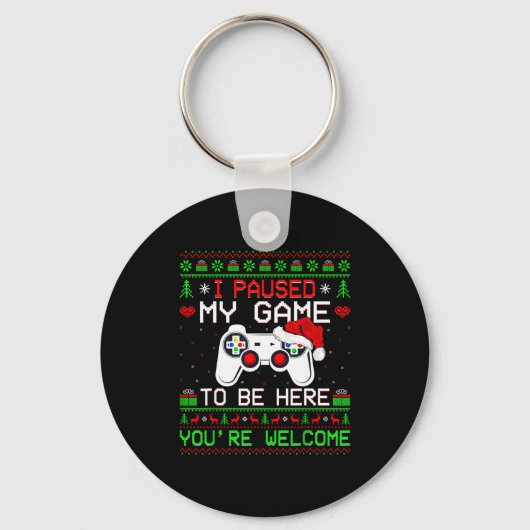 Video Game Christmas Ugly Sweater Funny Gamer Gami Sleutelhanger (Voorkant)