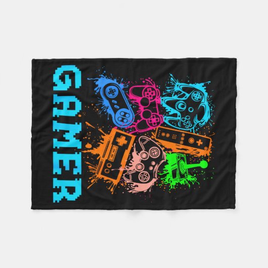 Video Game Console Controllers Clic Gamer Lover Co Fleece Deken (Voorkant (Horizontaal))