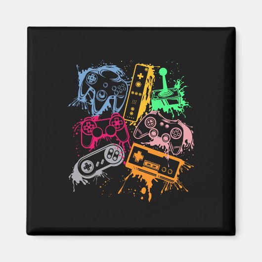 Video Game Console Controllers Retro 80's 90's Arc Magneet (Voorkant)